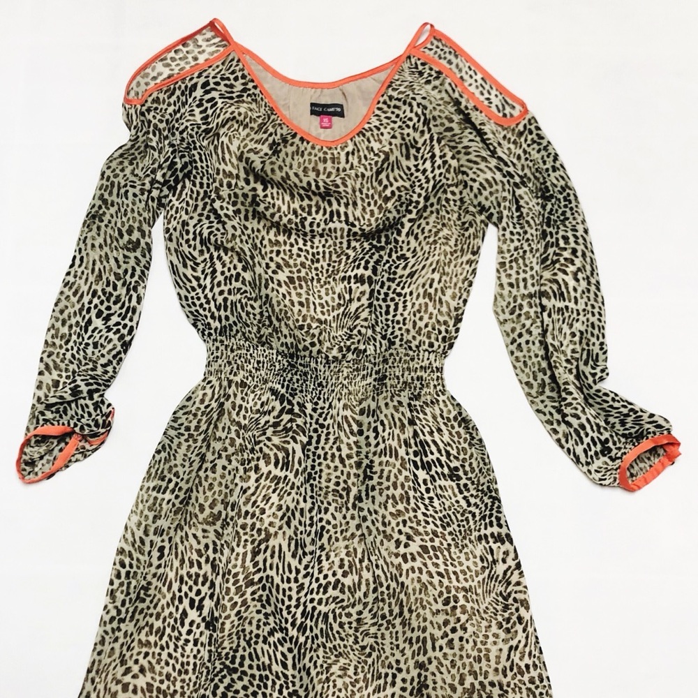 Vince Camuto XS Dress Cold Shoulder Animal Leopard